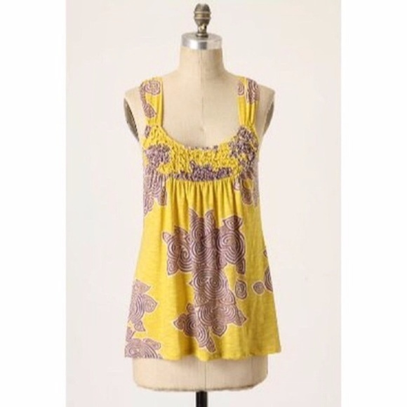 Anthropologie Tops - Anthropologie C. Keer Yellow Coil Tank Top Sz M